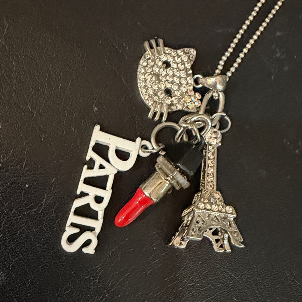 Silver Hello Kitty Paris Charm Necklace